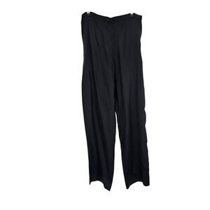 Lise Charmel Pants Black Silk Satin High Waisted Wide Leg Elastic Waist Size L